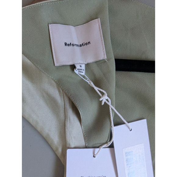 NWD Reformation Niamh Silk Dress Size 8 Dried Herbs Open Back #4B501 - Picture 14 of 16